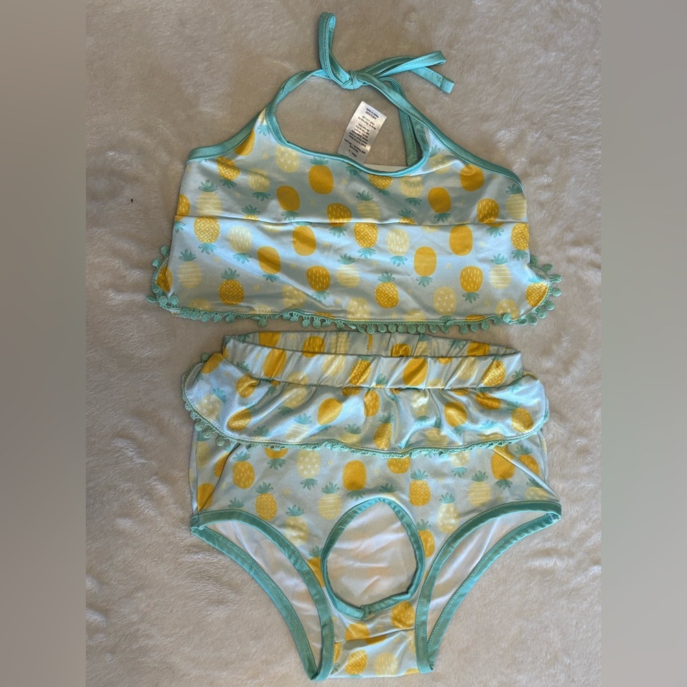 2/$20 Pineapple Print Dog Swimsuit With Hole For Tail